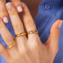 Anel One Luminous Square Gold