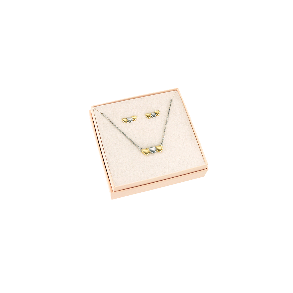 Conjunto Colar & Brincos One Crazy Heart Bicolor