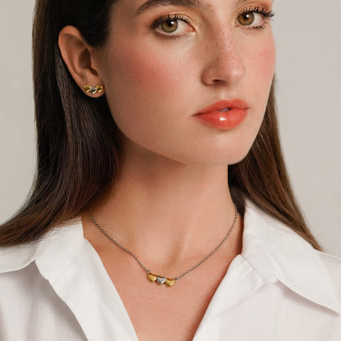 Conjunto Colar & Brincos One Crazy Heart Bicolor