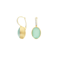 Brincos NANIS Boules dourado com duas linhas de diamantes e bola oval de jadeíta vista lateral