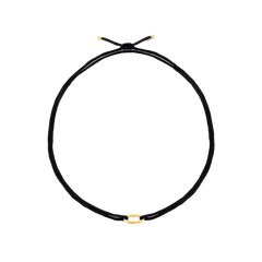 Conjunto Colar & Pulseira NANIS Libera Soul - Colar de fio preto com terminais dourados e forma oval dourada no centro