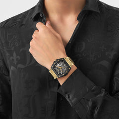 The Skeleton Auto Gold-Black 44mm