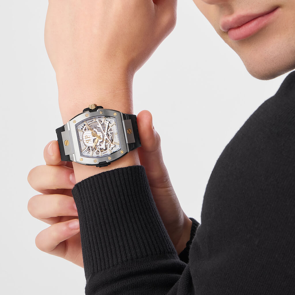 The Skeleton Auto Gold-Black 44mm