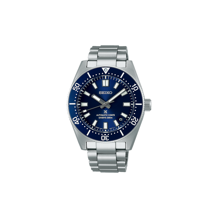 Relógio Prospex 1965 Heritage Diver's 300m prateado com mostrador azul