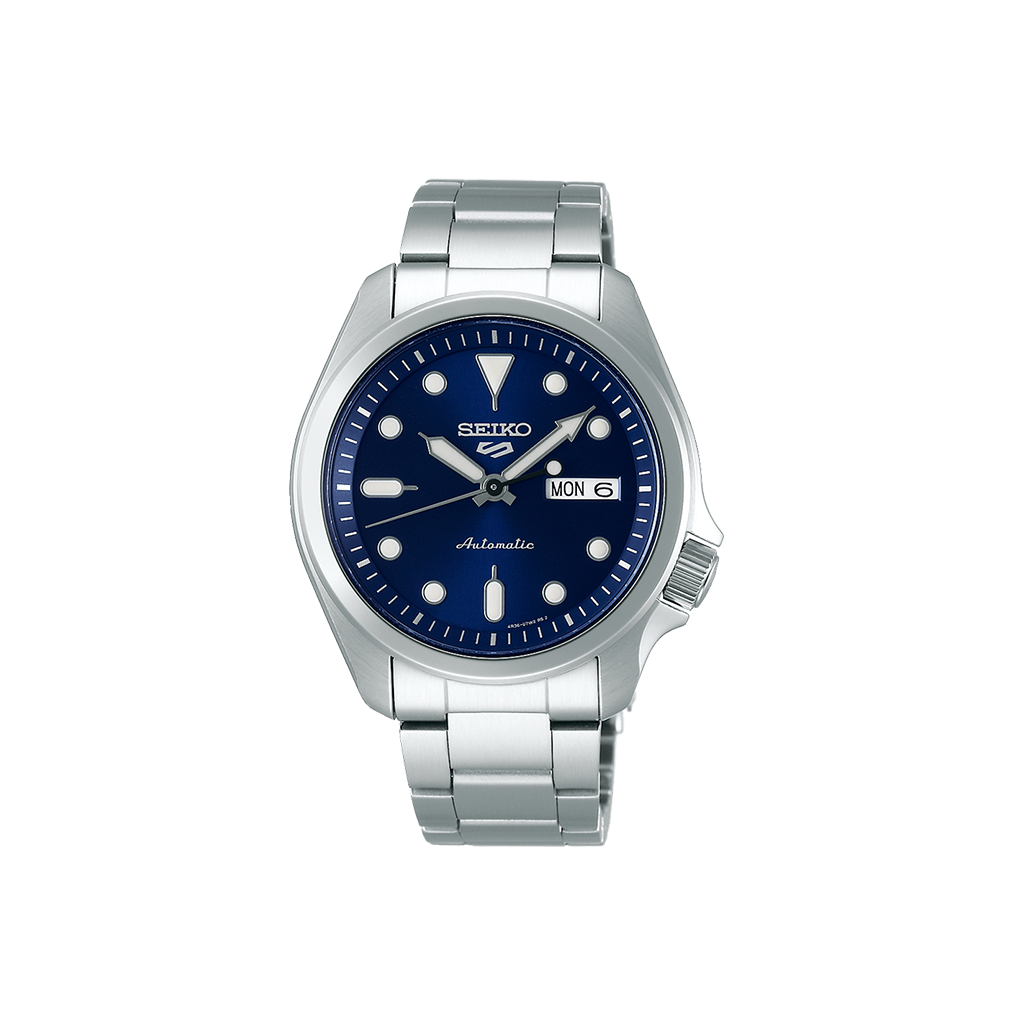 Relógio Seiko 5 Sports SKX Sports Style 40mm prateado com mostrador azul e indicação de semana e dia do mês