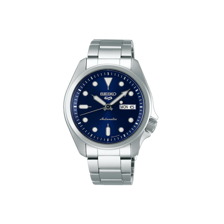 Relógio Seiko 5 Sports SKX Sports Style 40mm prateado com mostrador azul e indicação de semana e dia do mês