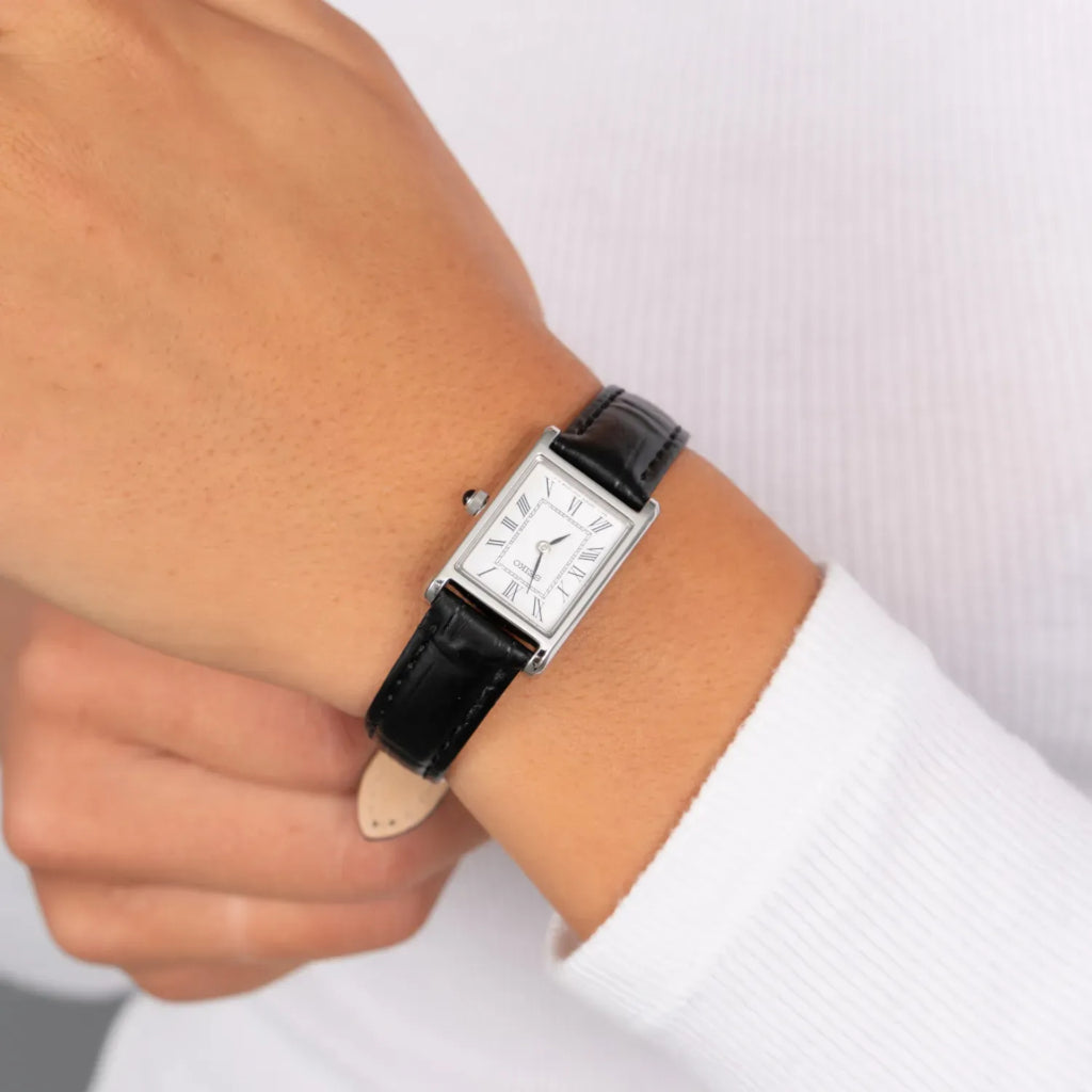 Ladies Silver Black 25mm