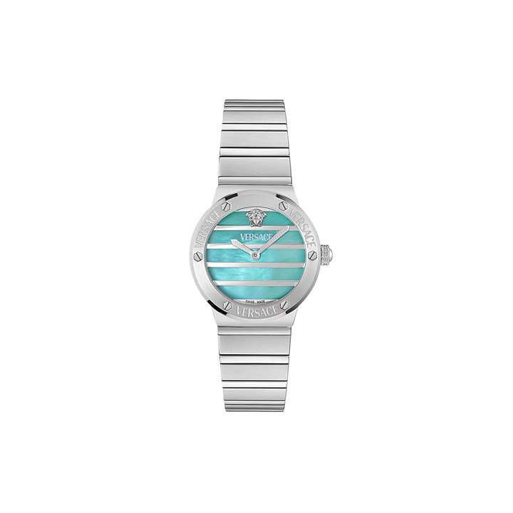 Greca Logo Pearl Silver-Blue 33mm