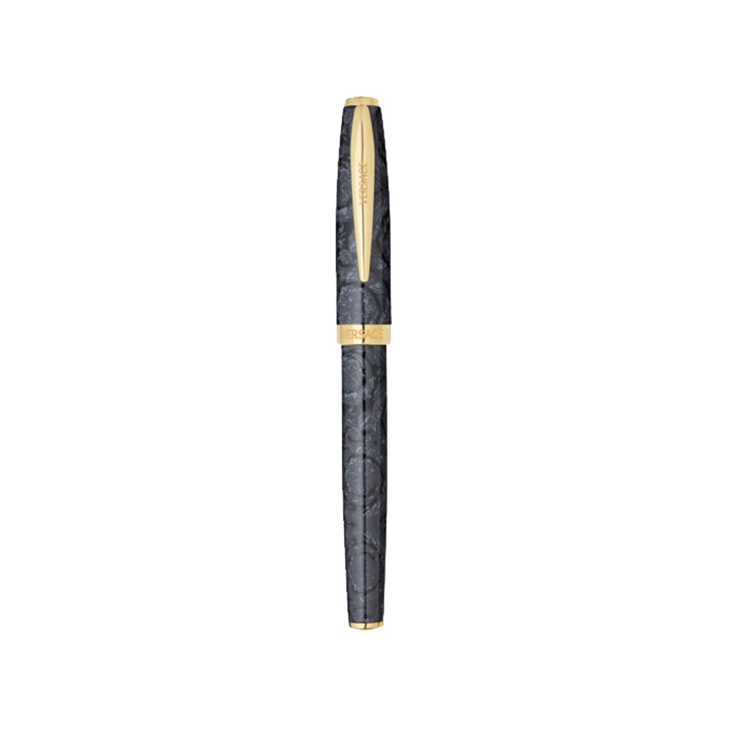 Caneta e Caderno Barocco Black Pattern-Gold Rollerball