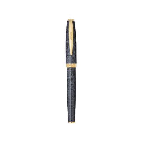 Caneta e Caderno Barocco Black Pattern-Gold Rollerball