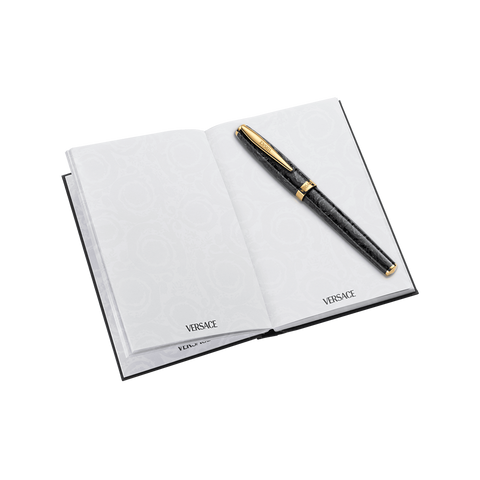 Caneta e Caderno Barocco Black Pattern-Gold Rollerball