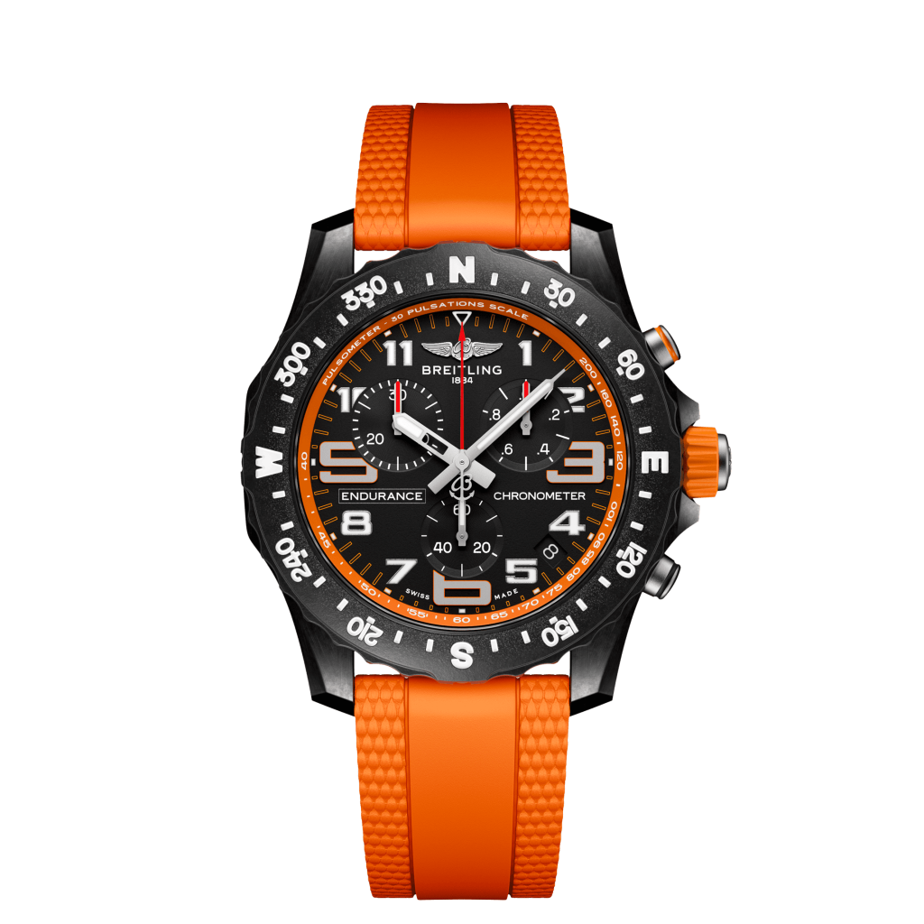relógio endurance pro pulseira laranja e mostrador preto