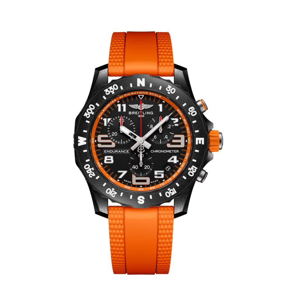 relógio endurance pro pulseira laranja e mostrador preto