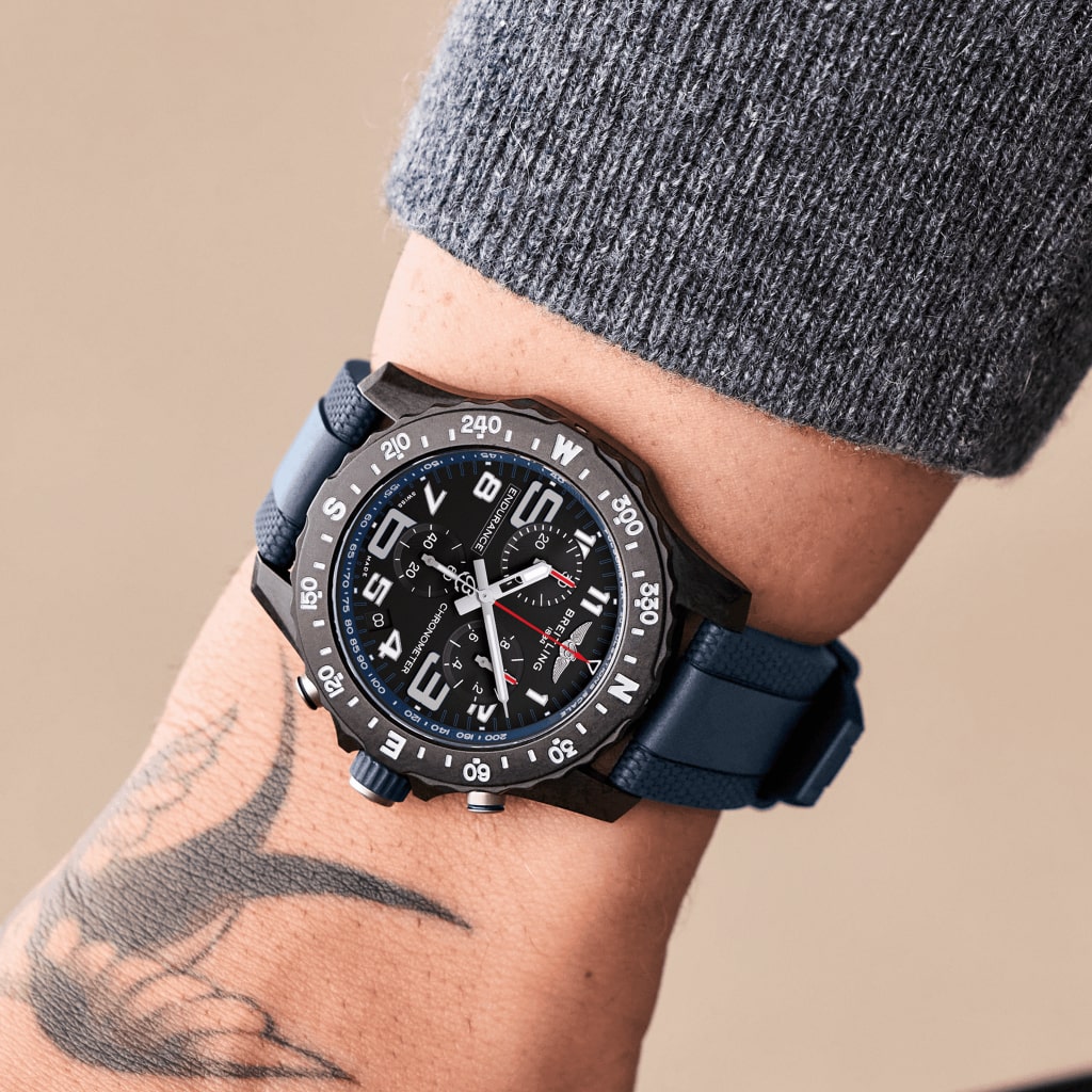 pulso senhora relógio endurance pro pulseira azul escura e mostrador preto