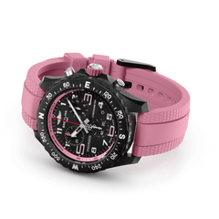 relógio de lado endurance pro pulseira rosa e mostrador preto