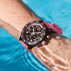 pulso senhora relógio endurance pro pulseira rosa e mostrador preto