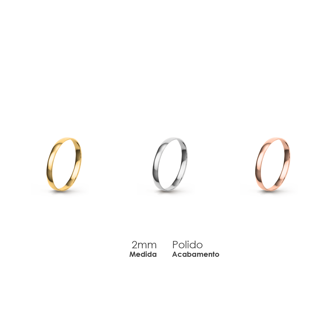 Aliança Wedding Essential Meia Cana Baixa Amendoada