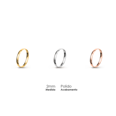 Aliança Wedding Essential Meia Cana Baixa Amendoada