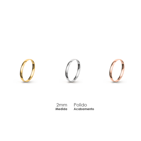 Aliança Wedding Essential Meia Cana Baixa Amendoada