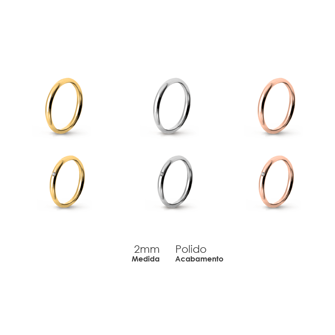 Aliança Wedding Essential Meia Cana Alta Amendoada