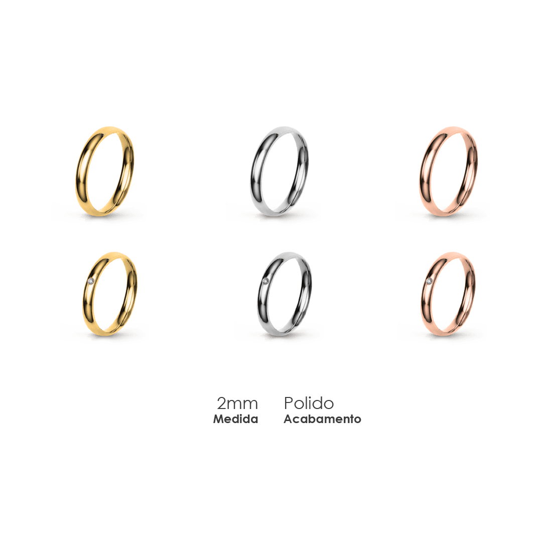 Aliança Wedding Essential Meia Cana Extra Amendoada