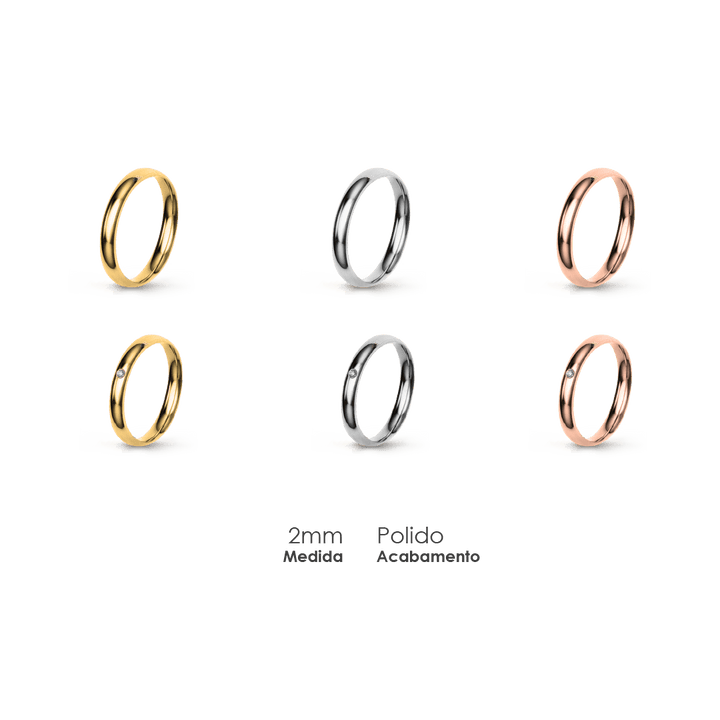 Aliança Wedding Essential Meia Cana Extra Amendoada