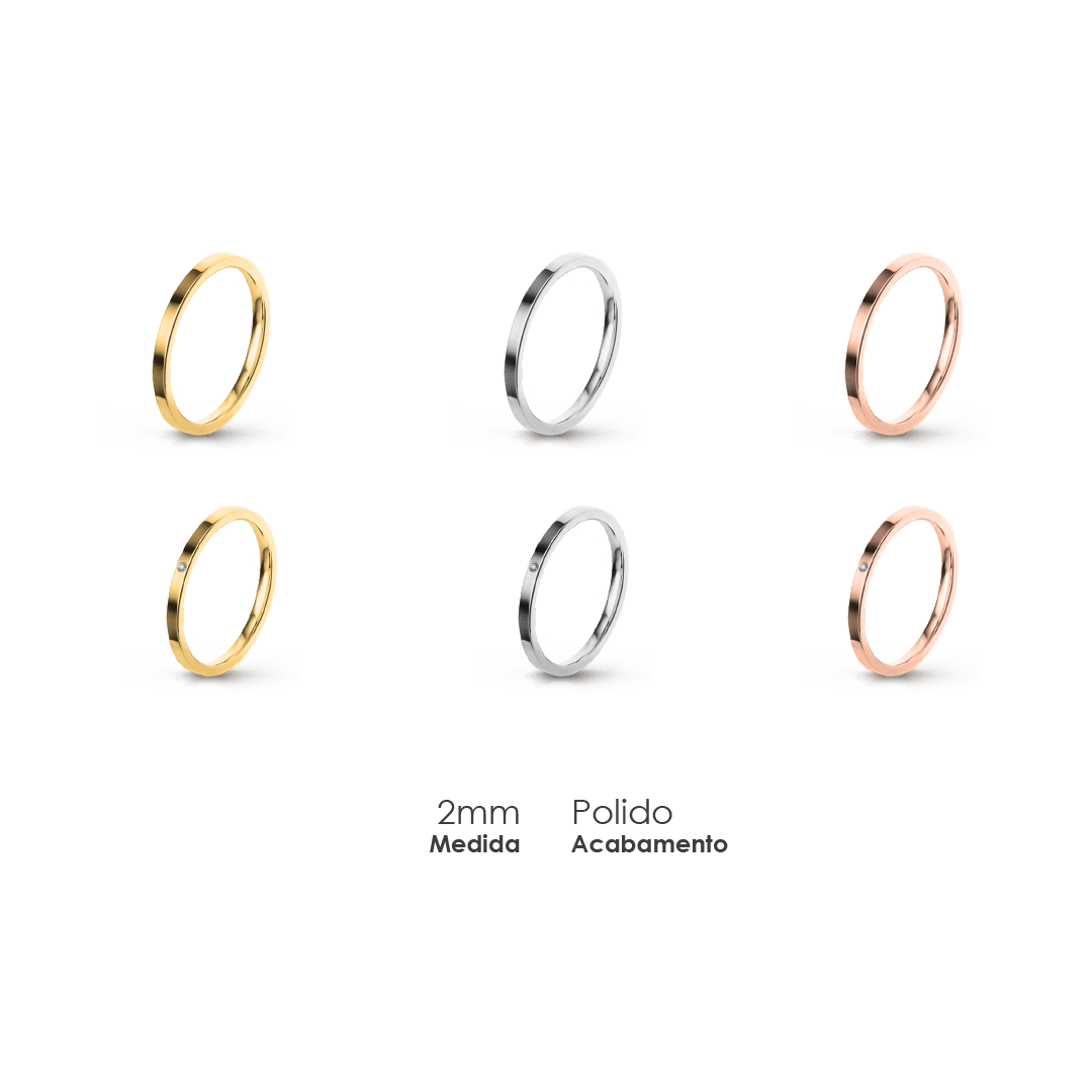 Aliança Wedding Essential Plana Amendoada