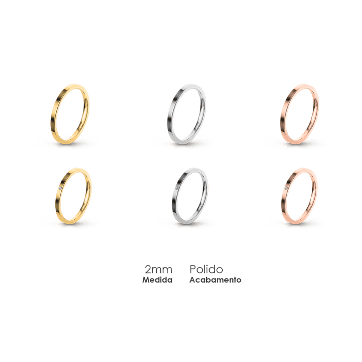 Aliança Wedding Essential Plana Amendoada