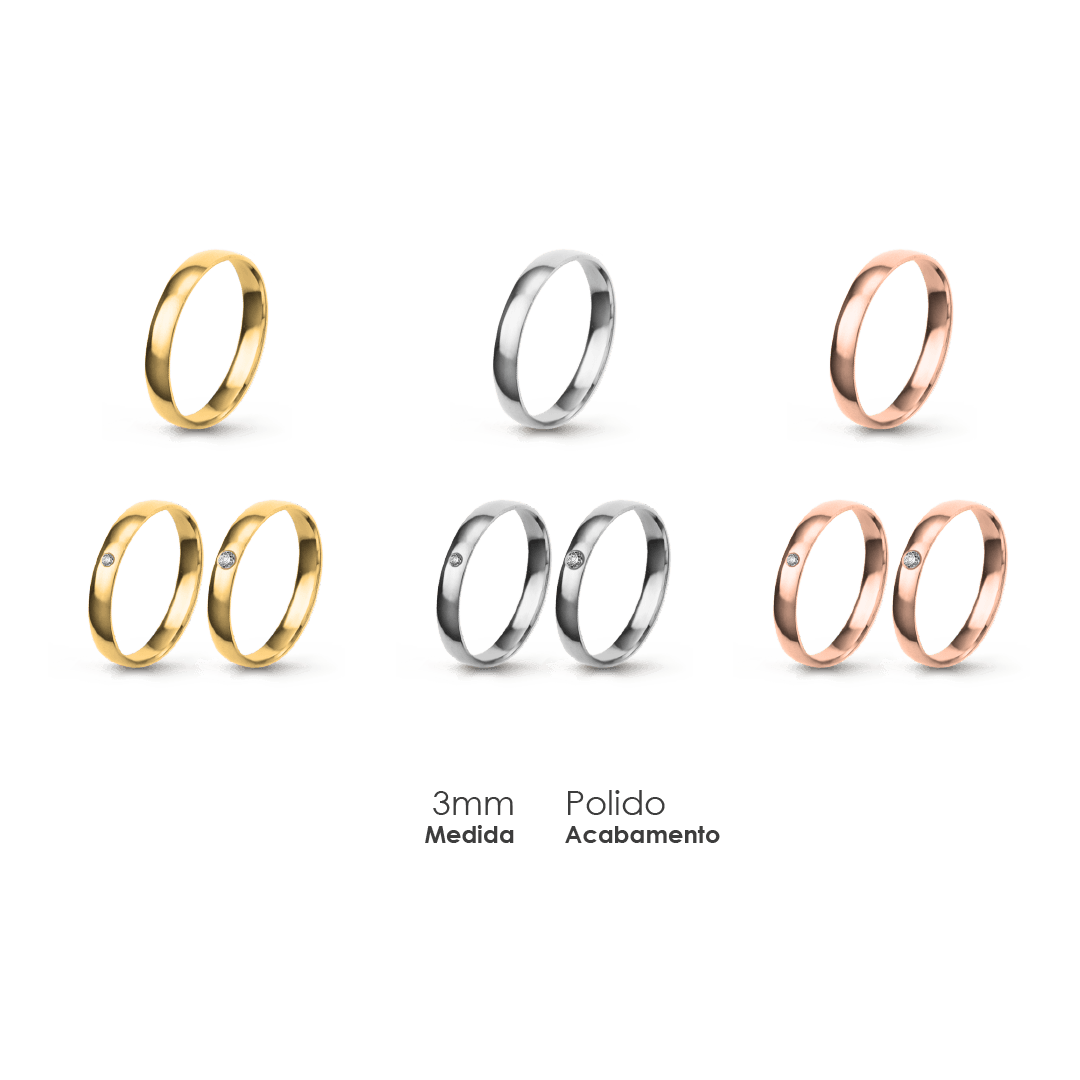 Aliança Wedding Essential Meia Cana Baixa Amendoada