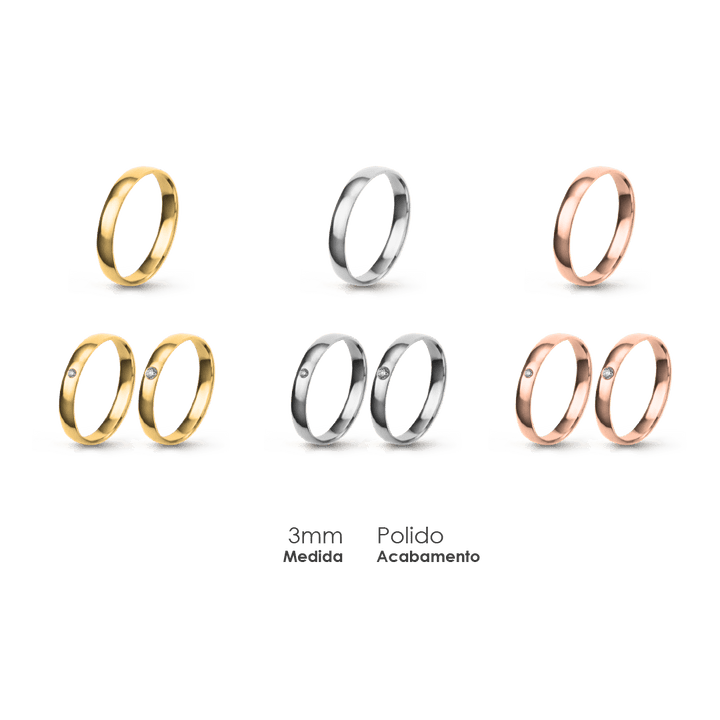 Aliança Wedding Essential Meia Cana Baixa Amendoada