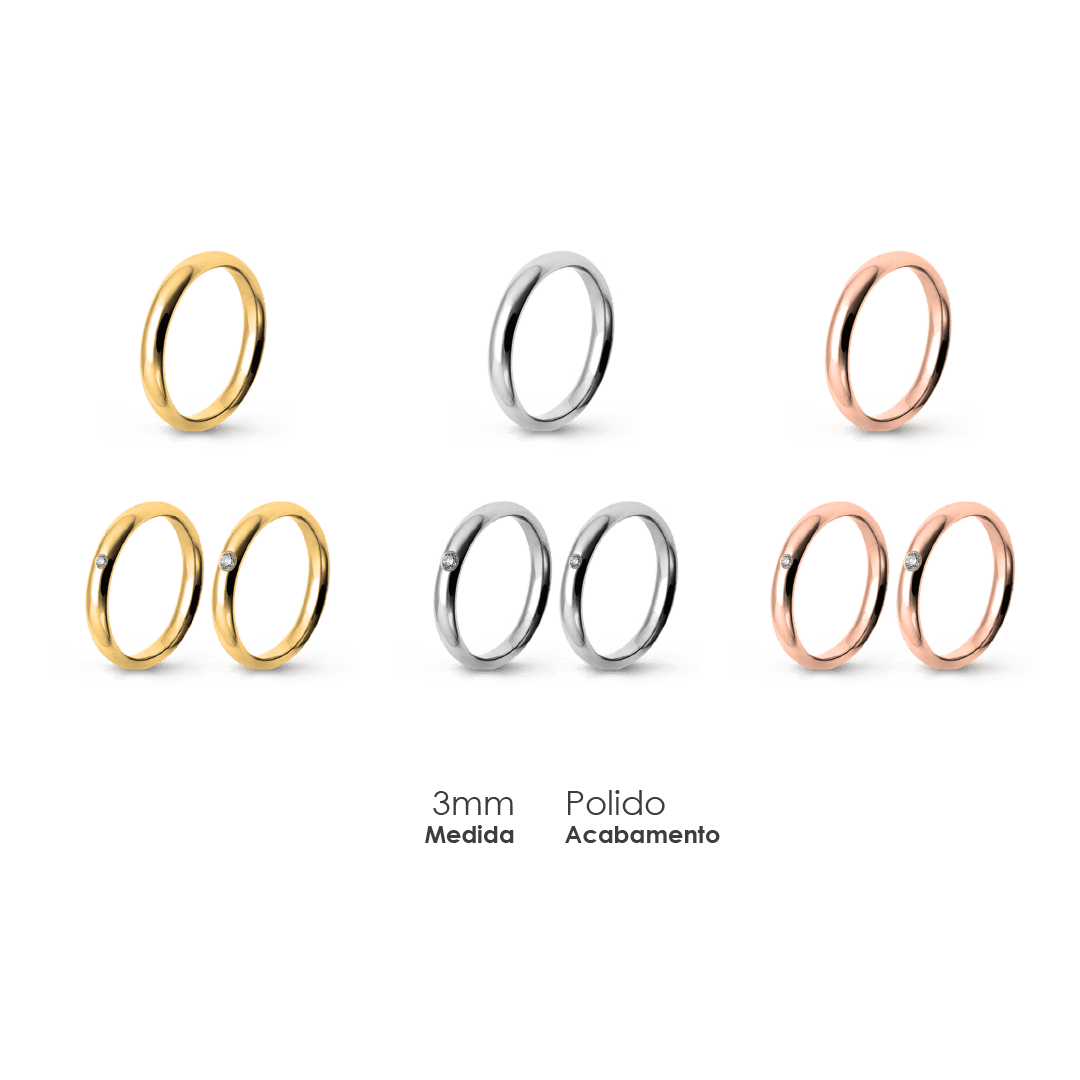Aliança Wedding Essential Meia Cana Alta Amendoada