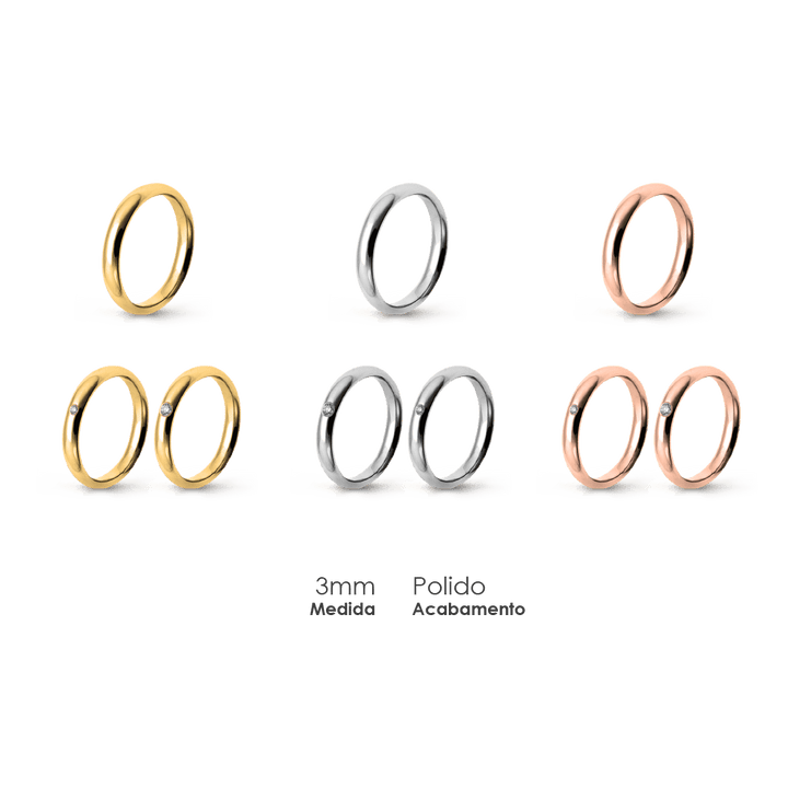 Aliança Wedding Essential Meia Cana Alta Amendoada