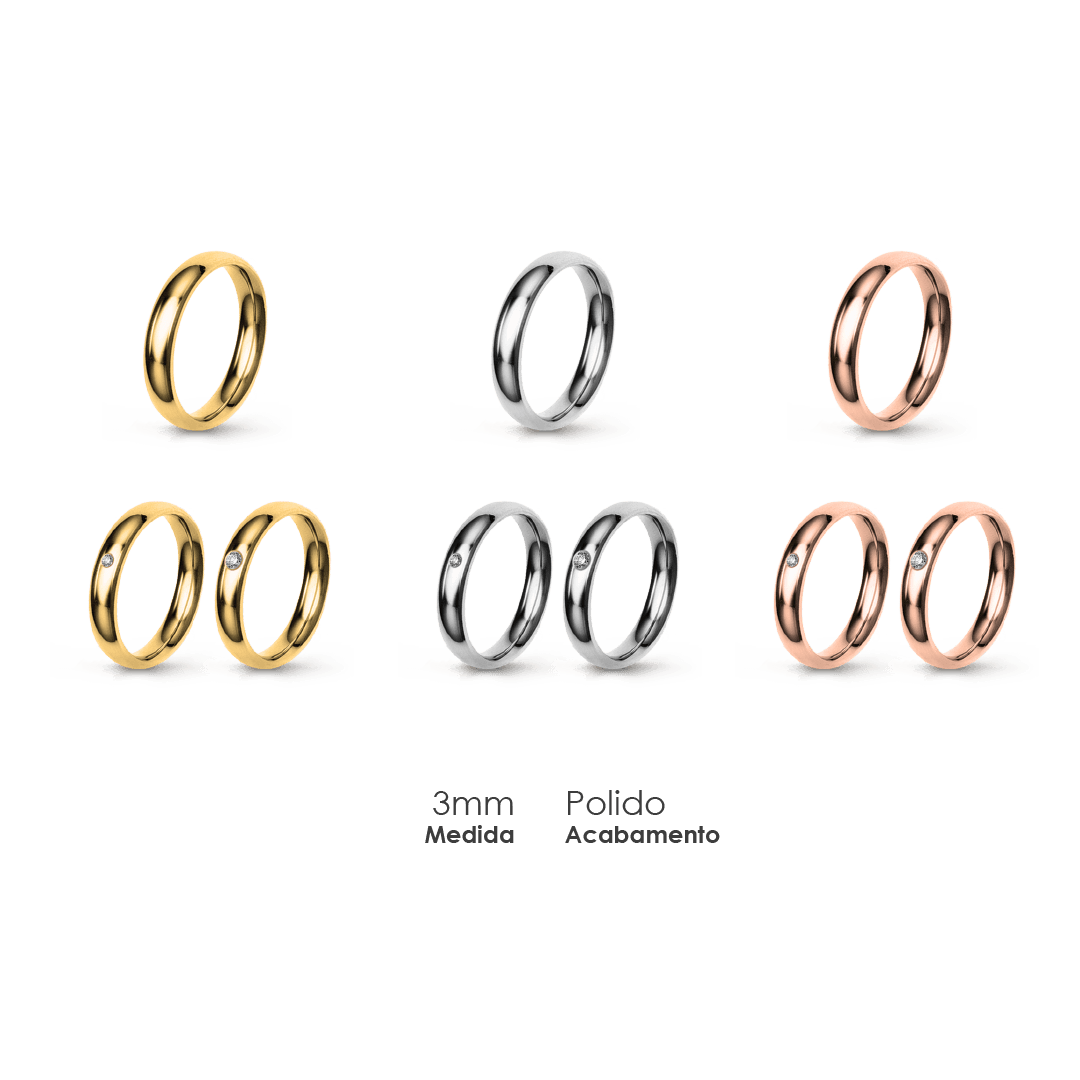 Aliança Wedding Essential Meia Cana Extra Amendoada