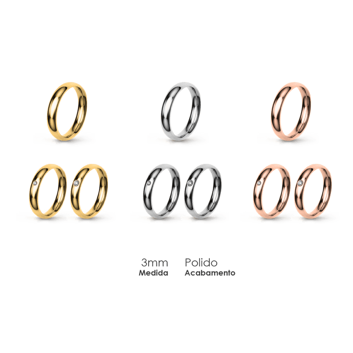 Aliança Wedding Essential Meia Cana Extra Amendoada