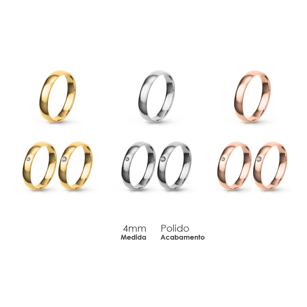 Aliança Wedding Essential Meia Cana Baixa Amendoada