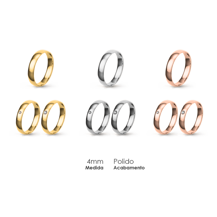 Aliança Wedding Essential Meia Cana Baixa Amendoada