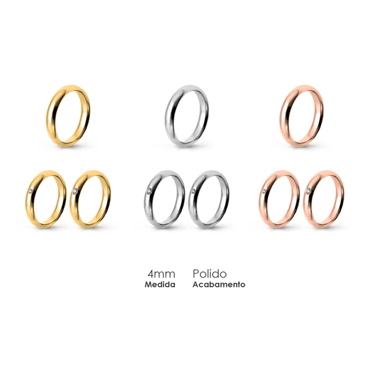 Aliança Wedding Essential Meia Cana Alta Amendoada