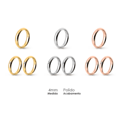 Aliança Wedding Essential Meia Cana Alta Amendoada