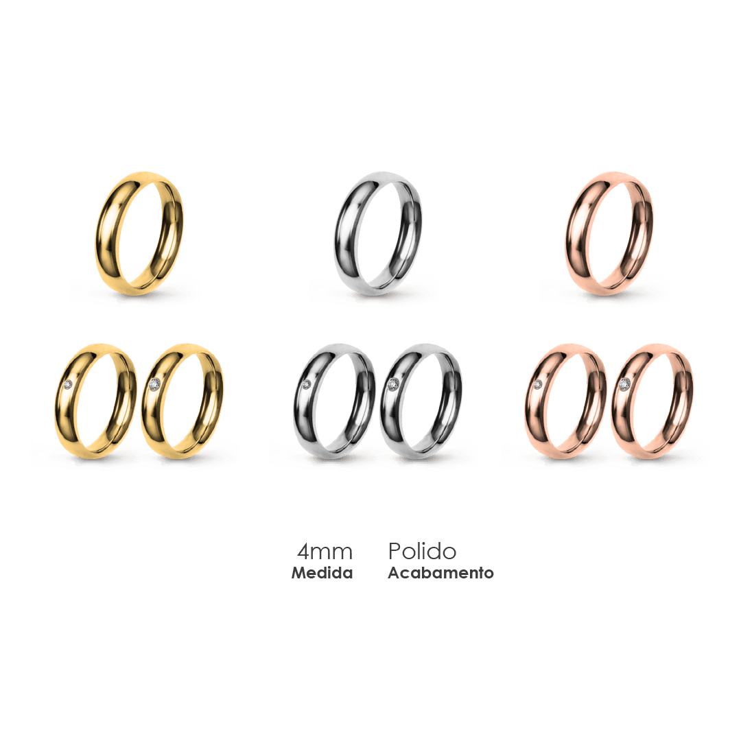 Aliança Wedding Essential Meia Cana Extra Amendoada