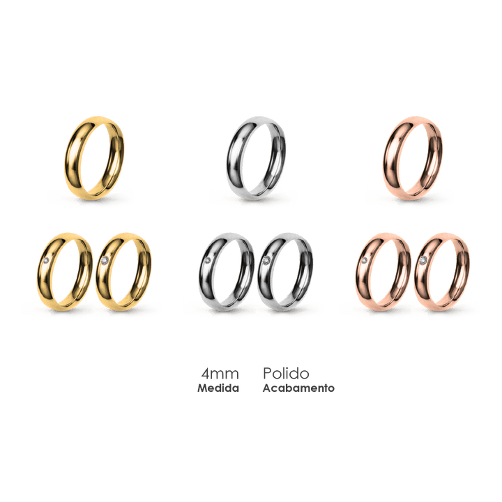 Aliança Wedding Essential Meia Cana Extra Amendoada