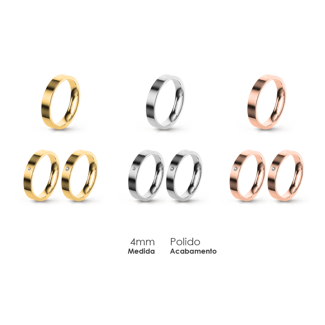 Aliança Wedding Essential Plana Amendoada