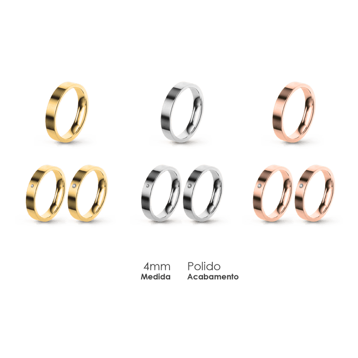 Aliança Wedding Essential Plana Amendoada