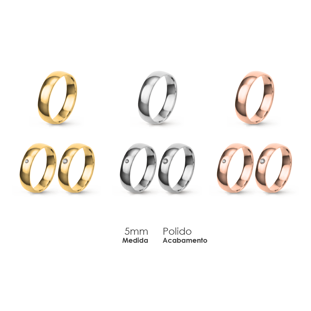 Aliança Wedding Essential Meia Cana Baixa Amendoada