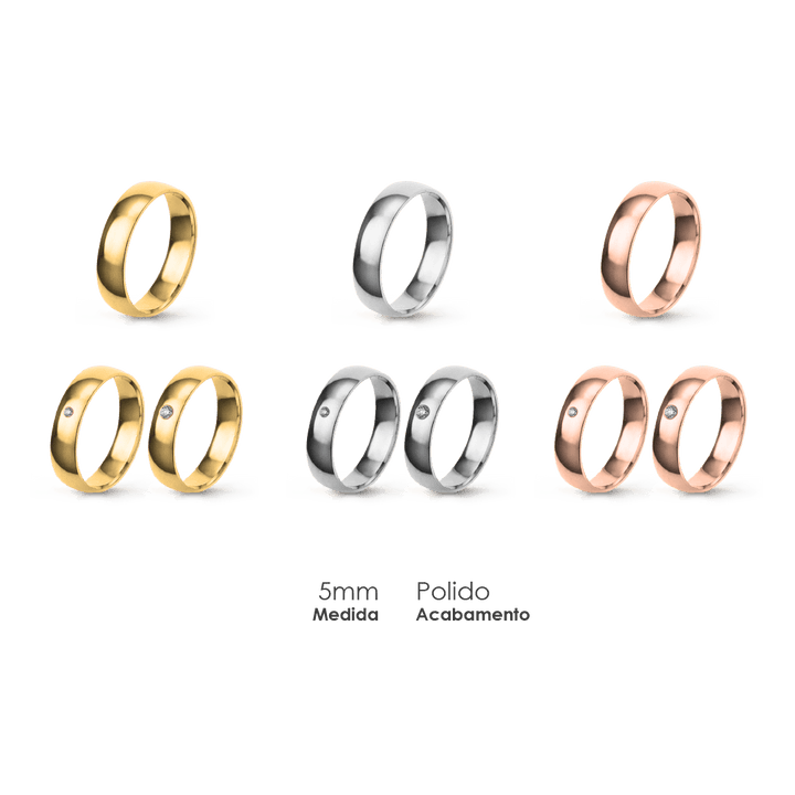 Aliança Wedding Essential Meia Cana Baixa Amendoada