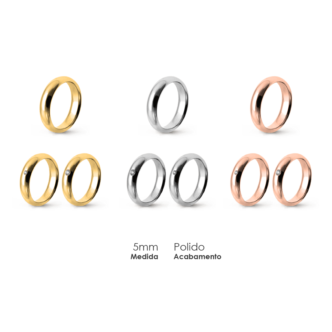 Aliança Wedding Essential Meia Cana Alta Amendoada