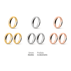 Aliança Wedding Essential Meia Cana Alta Amendoada