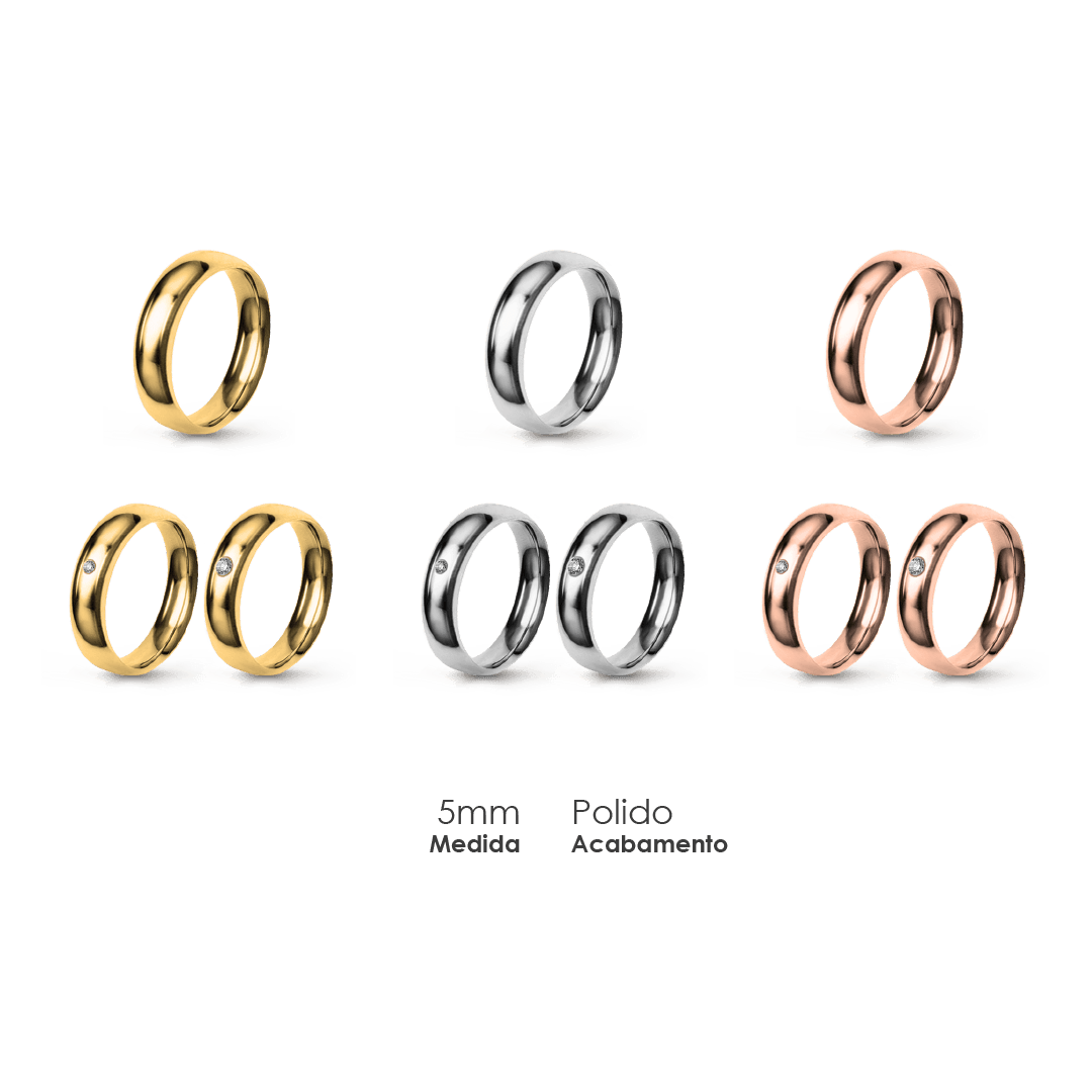 Aliança Wedding Essential Meia Cana Extra Amendoada