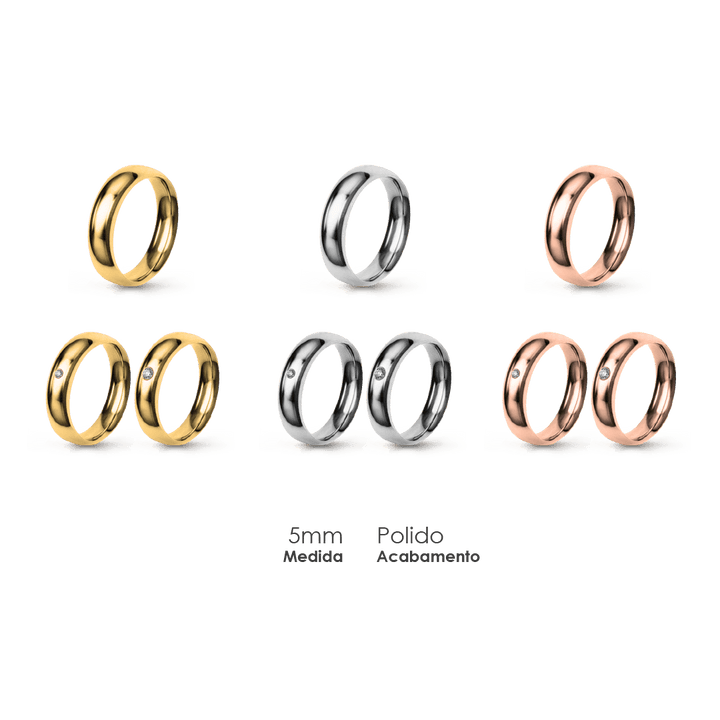 Aliança Wedding Essential Meia Cana Extra Amendoada