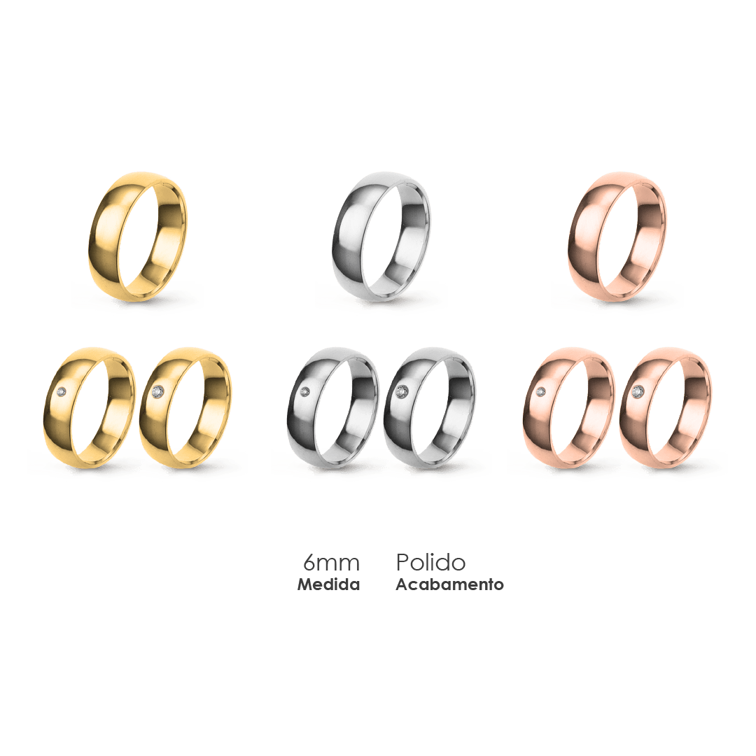 Aliança Wedding Essential Meia Cana Baixa Amendoada