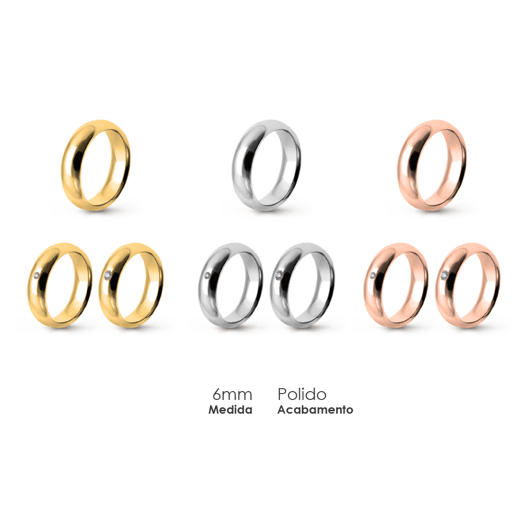 Aliança Wedding Essential Meia Cana Alta Amendoada